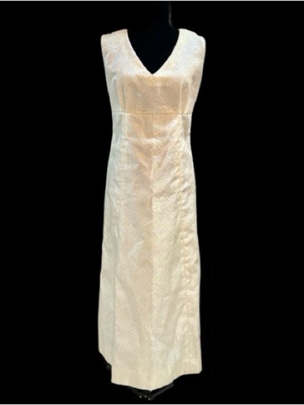 60's Pearlized Swirl Empire Waist Maxi Dress - Size M/L